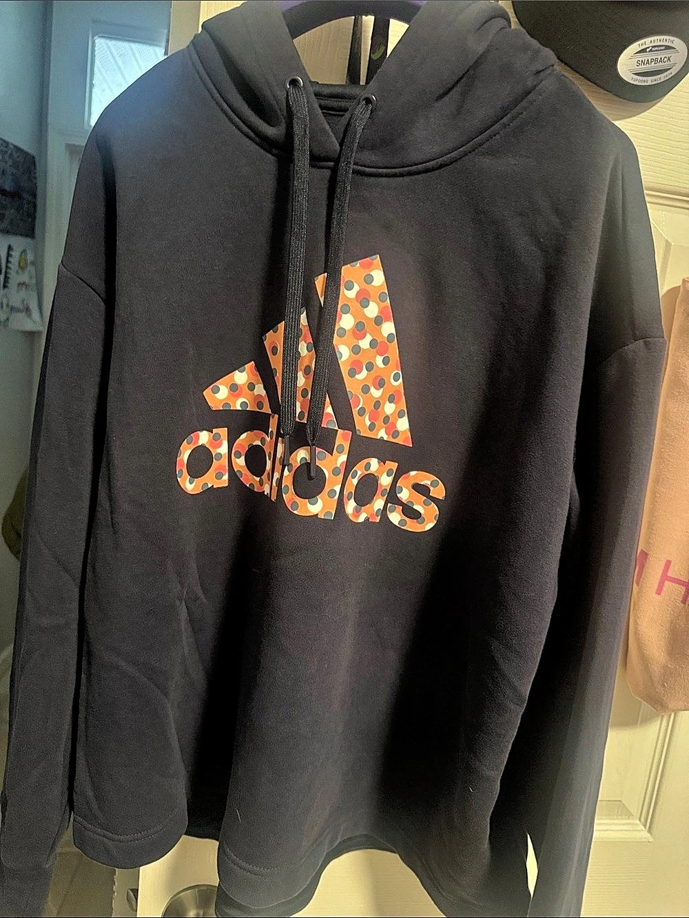 adidas Badge of Sport Polka Dot Logo Fleece Hoodie